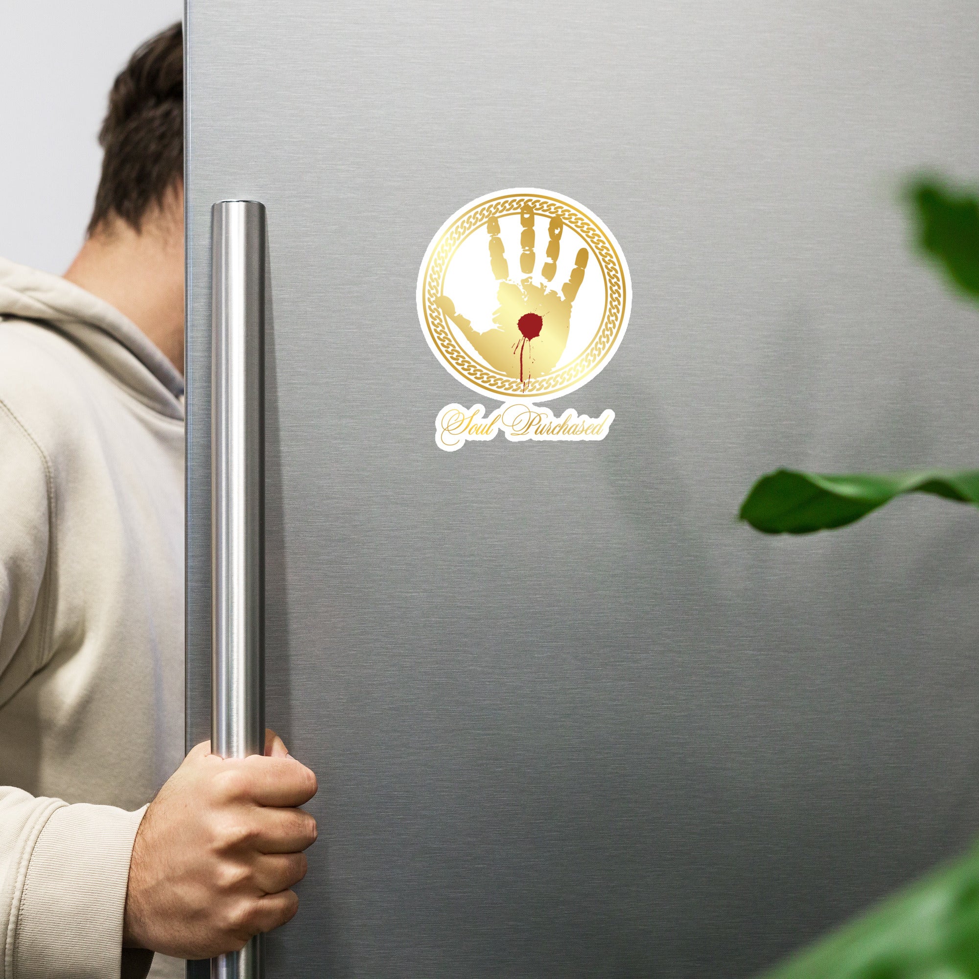 Magnet stylish photos holding.